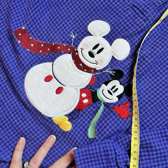 Vintage Disney Store Nightgown Women’s L/XL Mickey Mouse Blue Plaid Flannel 90s - Picture 5 of 11